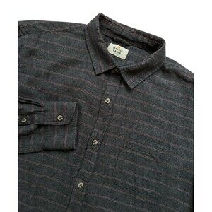 MARINE LAYER Classic Selvage Cotton Long Sleeve Shirt Gray Striped Men's Large